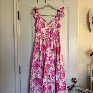 Pink Floral Strap Dress
